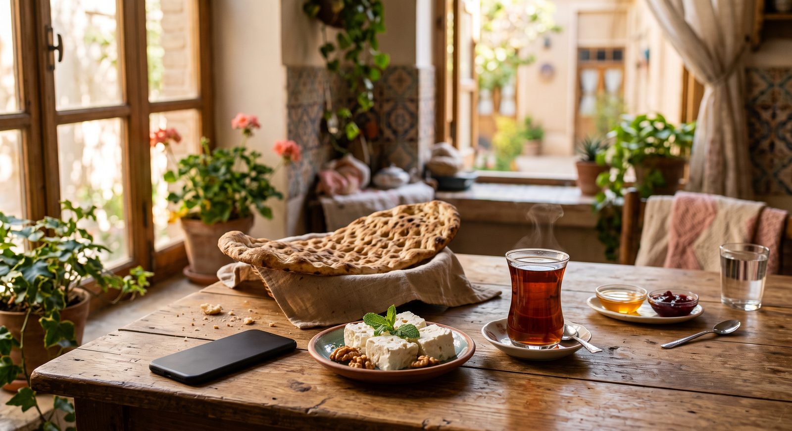 شروع ساده کالری‌شماری؛ صحنه صبحانه و گوشی